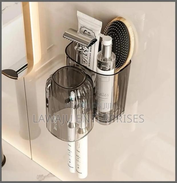 Acrylic Wall Mounted Toothbrush Holder With Storage