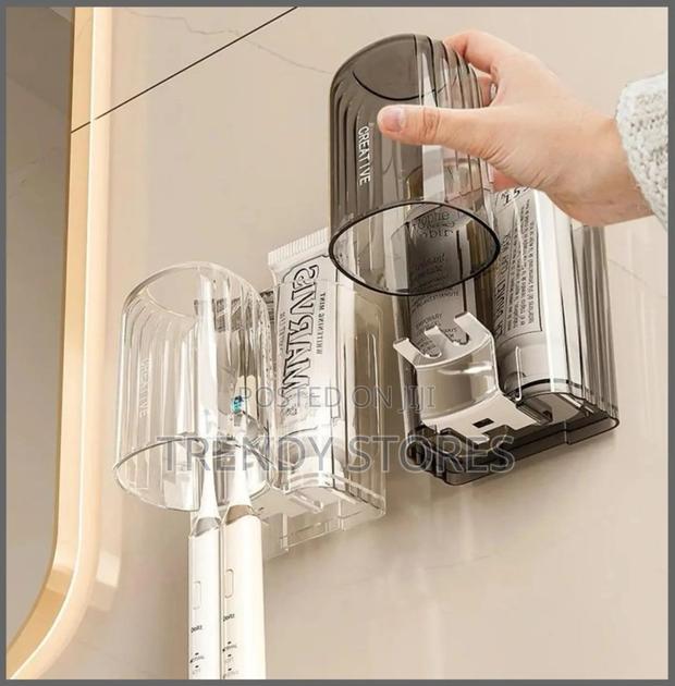 Acrylic Wall Mounted Toothbrush Holder With Storage