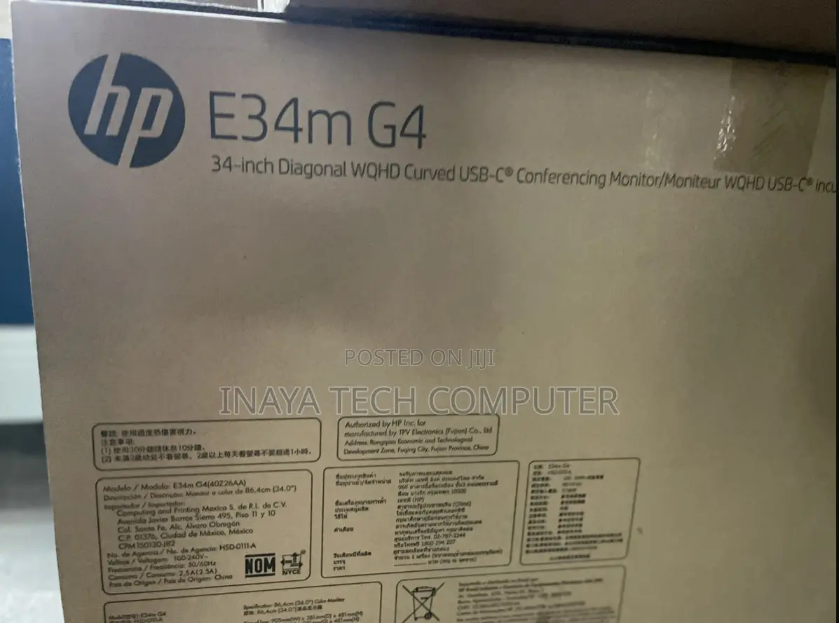 Hp E34m G4 34" WQHD Curved Usb-C Conferencing Monitor