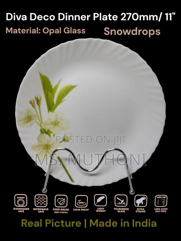 6 Pc Beautiful 11” Opal Dinner Plates - thumbnail 3