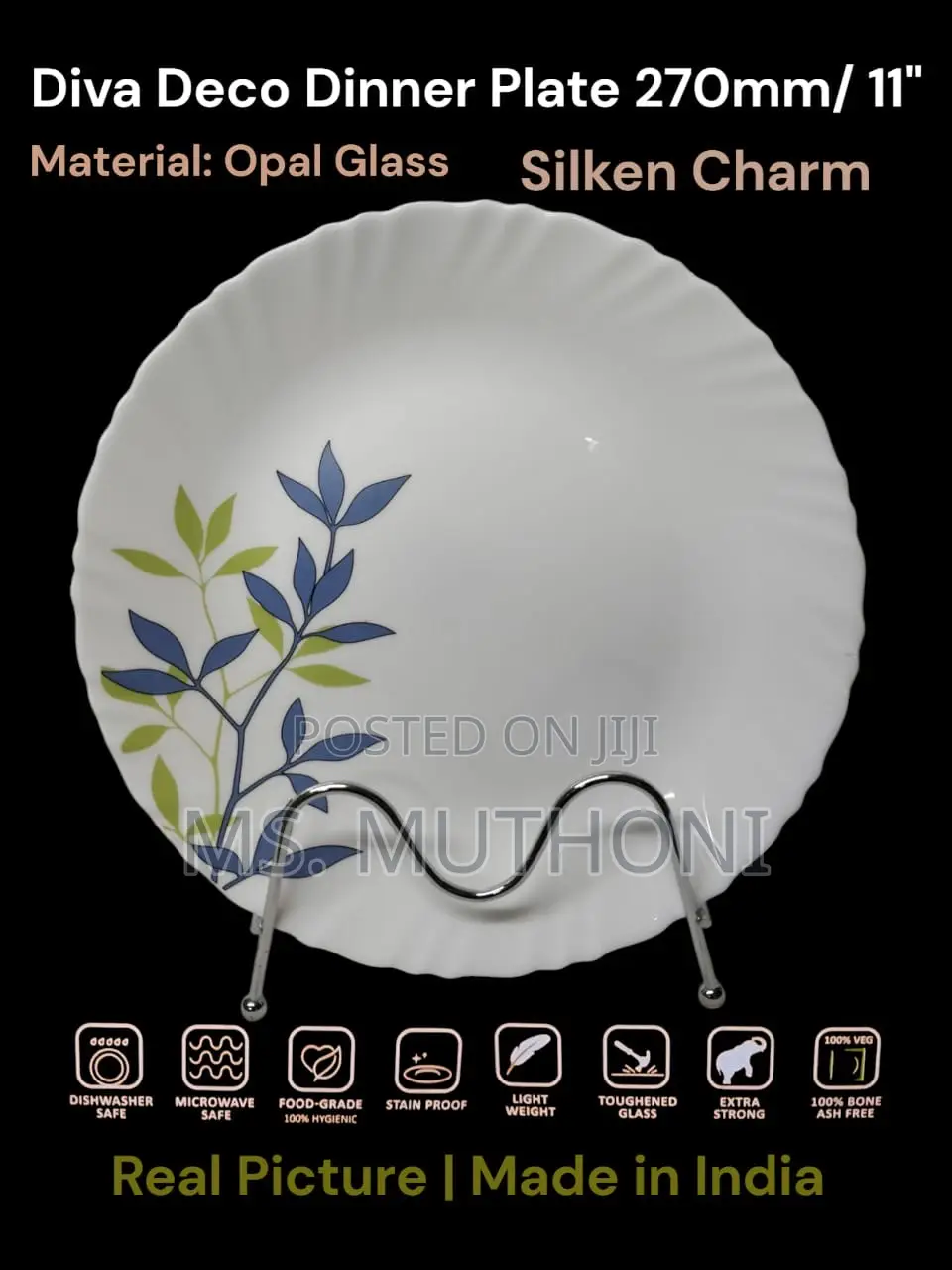 6 Pc Beautiful 11” Opal Dinner Plates