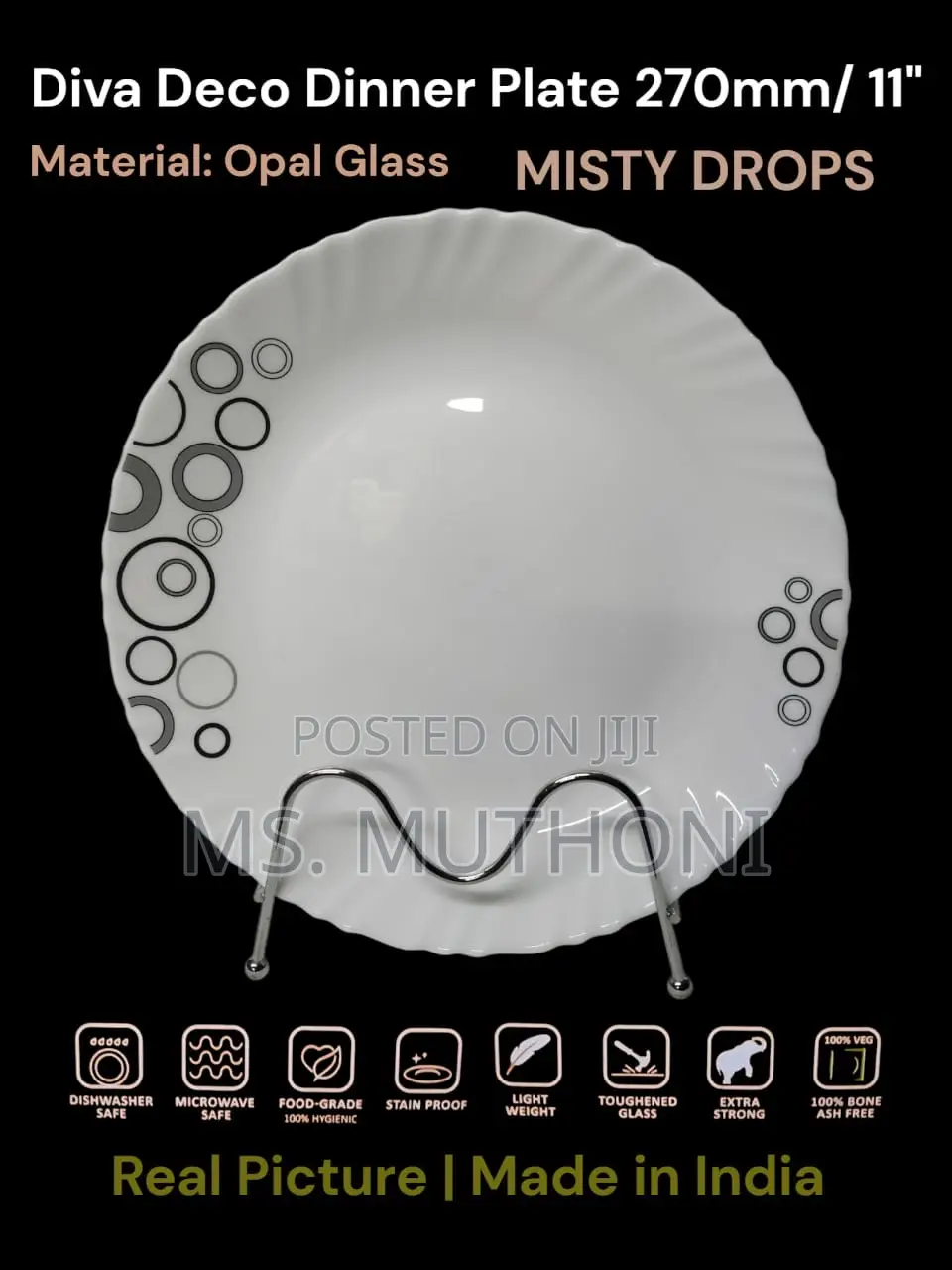 6 Pc Beautiful 11” Opal Dinner Plates
