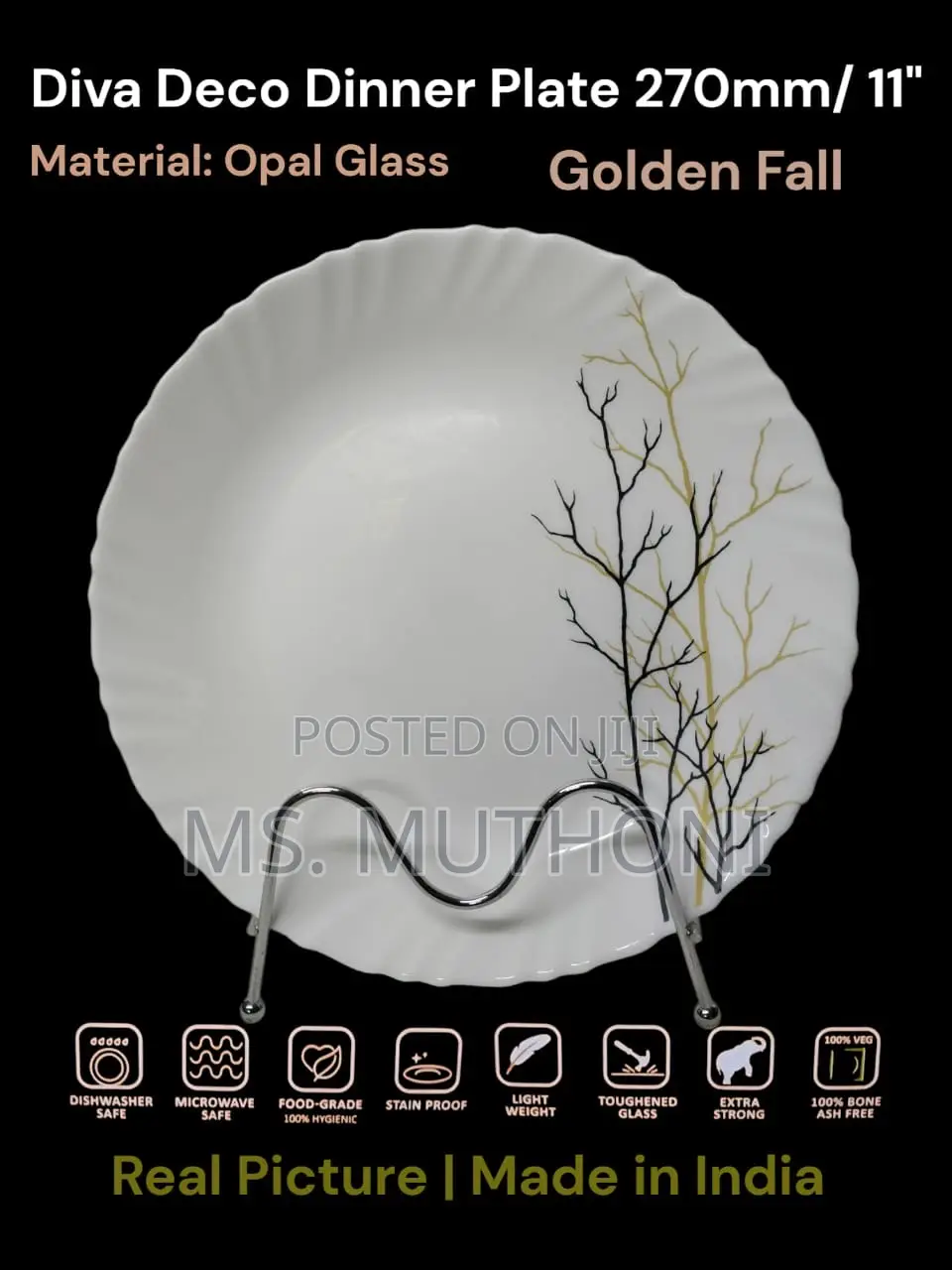 6 Pc Beautiful 11” Opal Dinner Plates