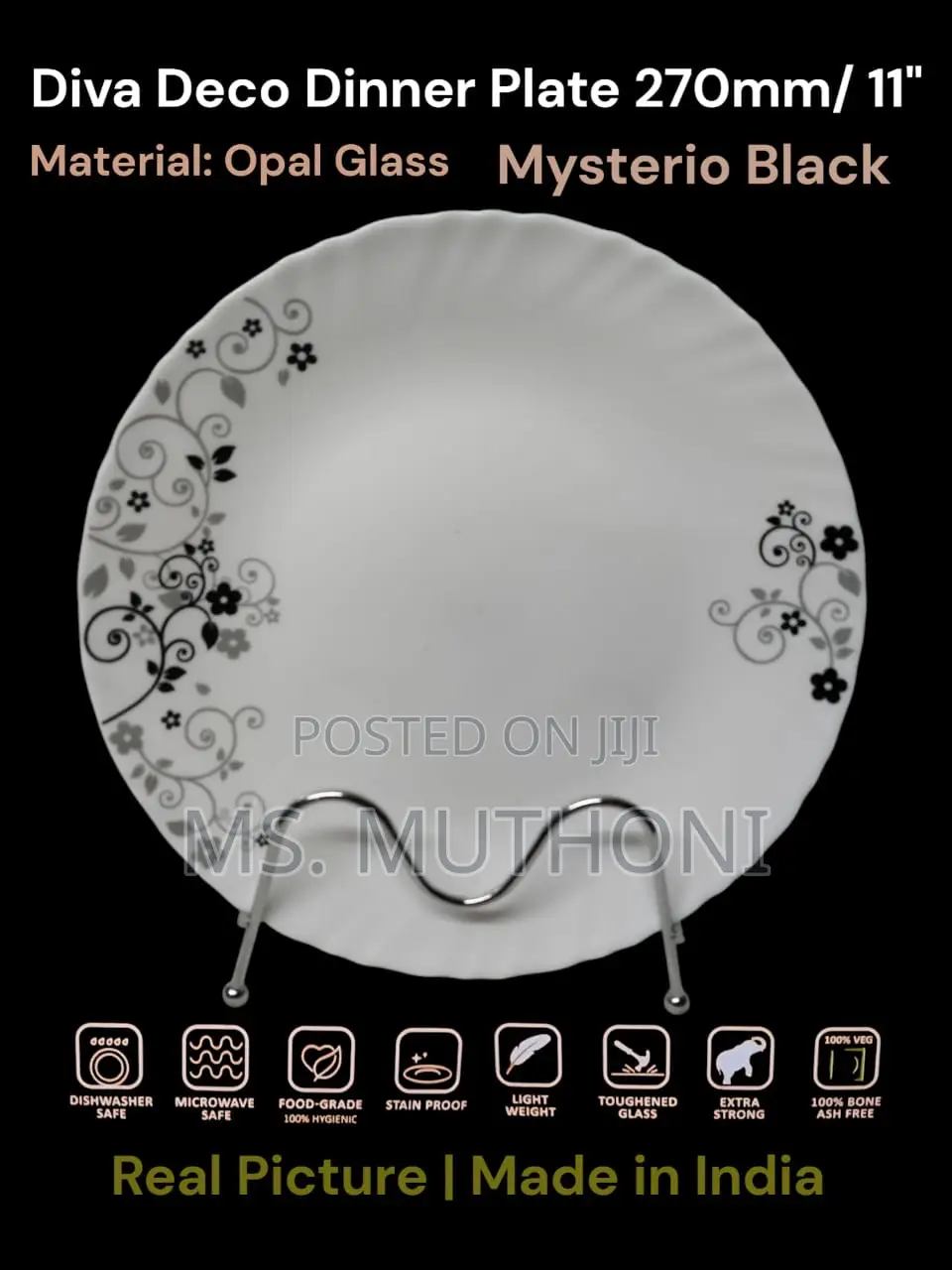 6 Pc Beautiful 11” Opal Dinner Plates