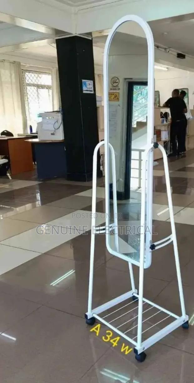 Full Length Executive Dressing Mirror With Wheels and Rack