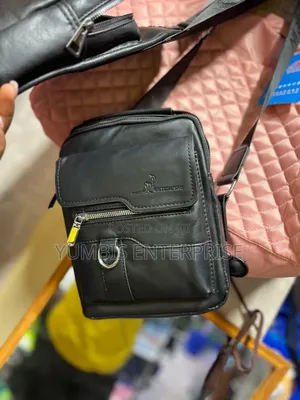 Black Leather Unisex _--Shoulder- Bags With Strap at 1200 Kes