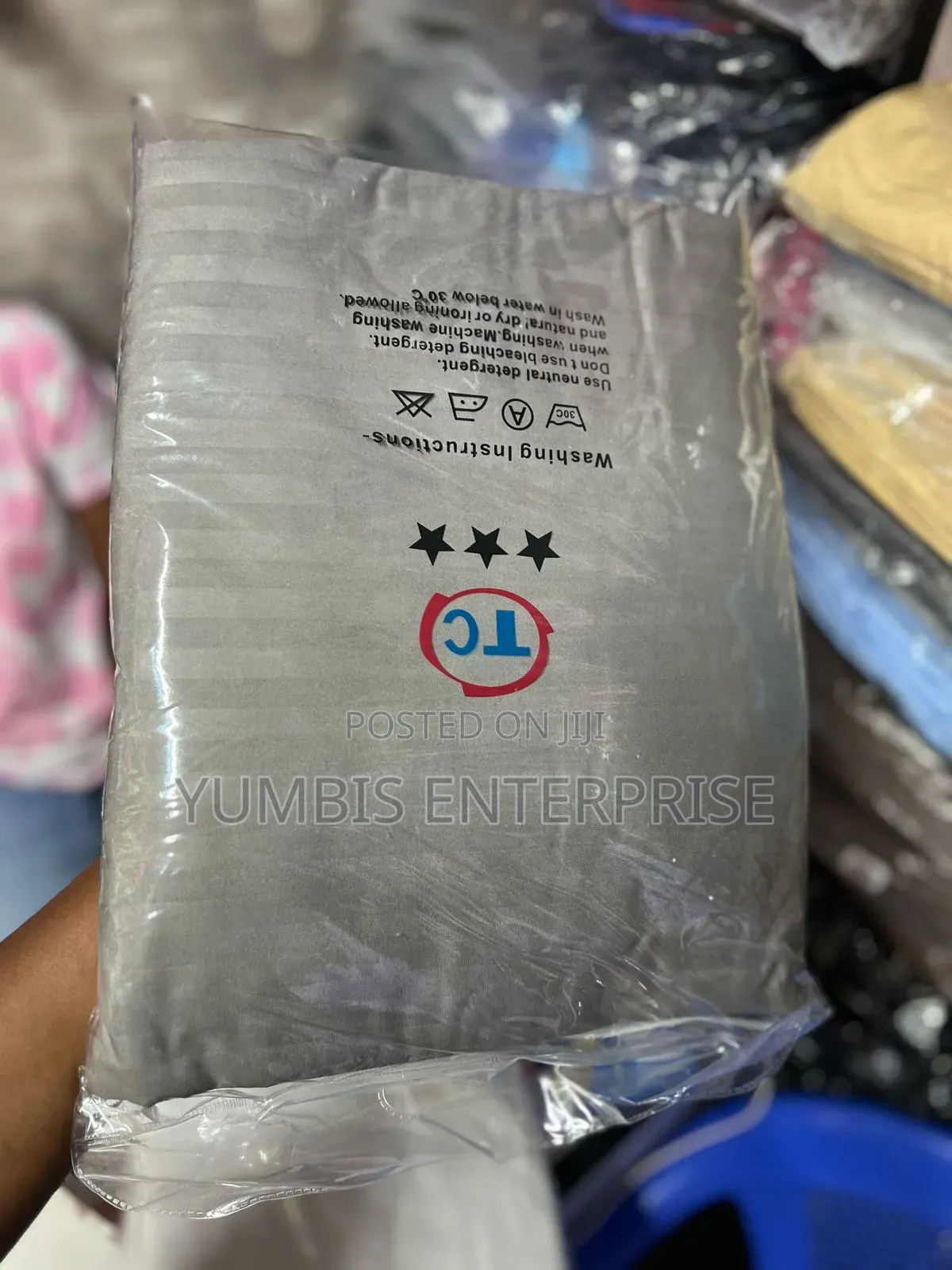 Grey Stripped Tc Cotton Material Bedsheets Size 6*6/6*7