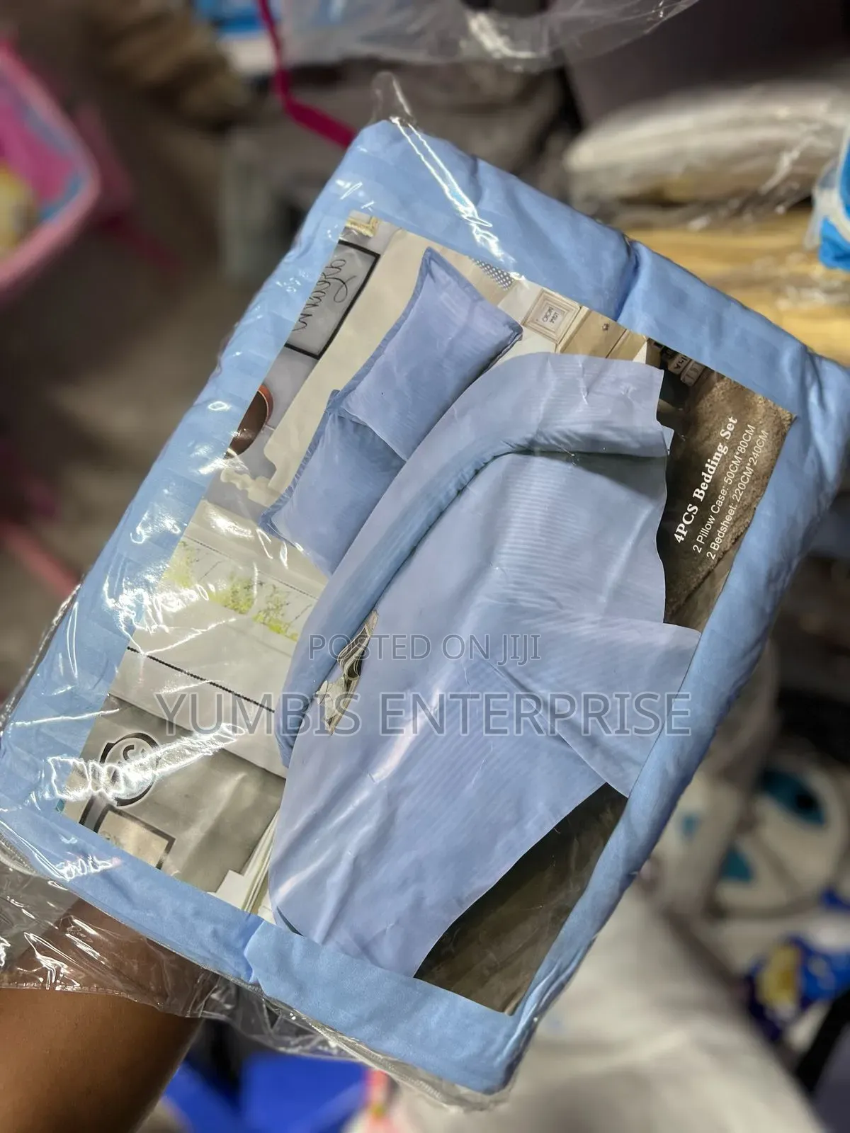 Sky Blue Stripped _$$Cotton-_ Bedsheets _ at 1500 a Set (6_6/7