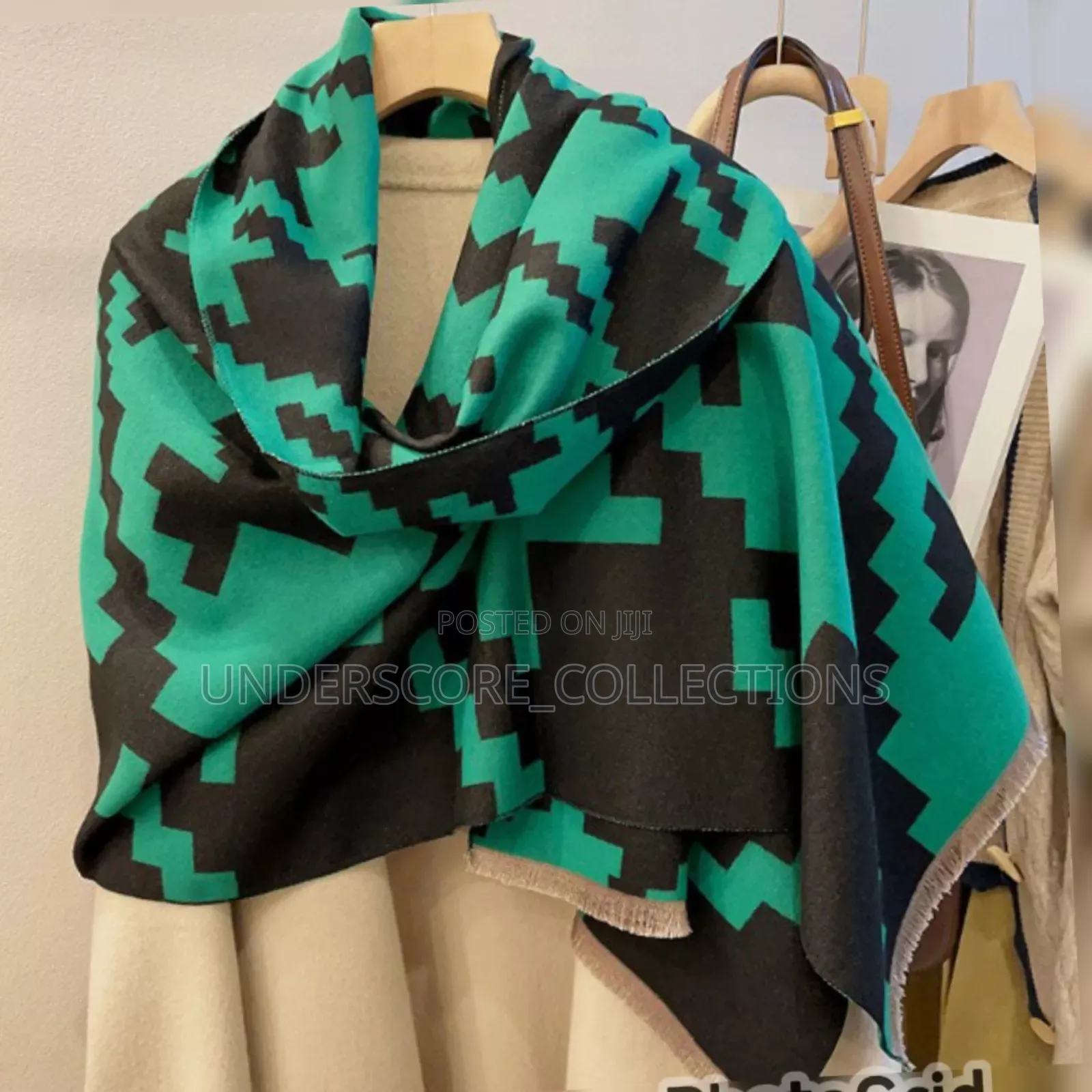 Green and Black Print Unisex Scarves