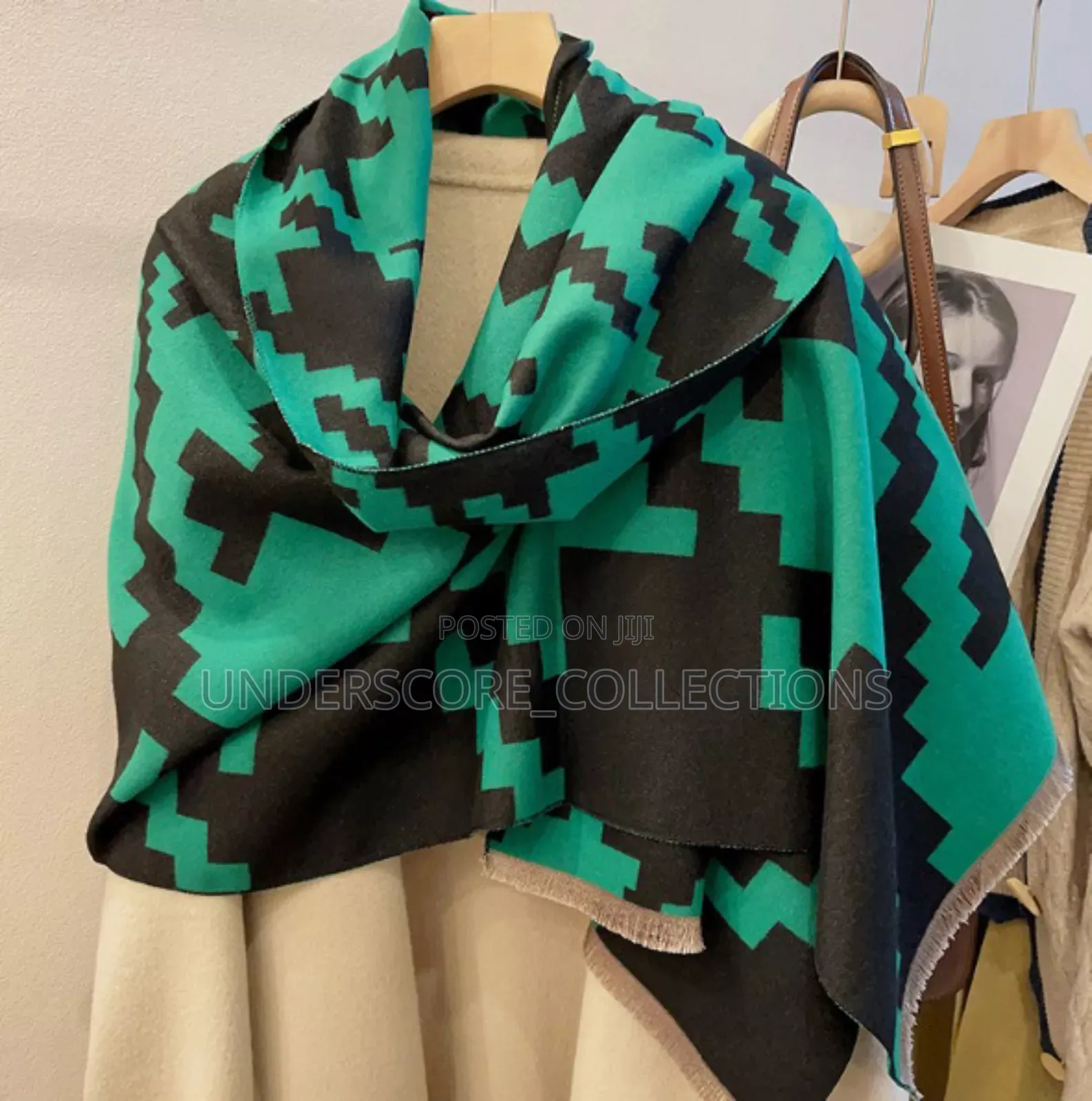 Green and Black Print Unisex Scarves