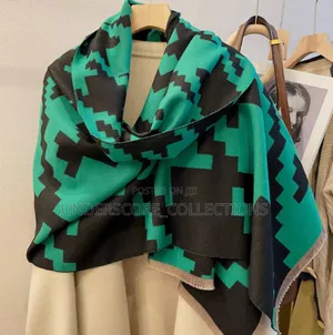 Green and Black Print Unisex Scarves