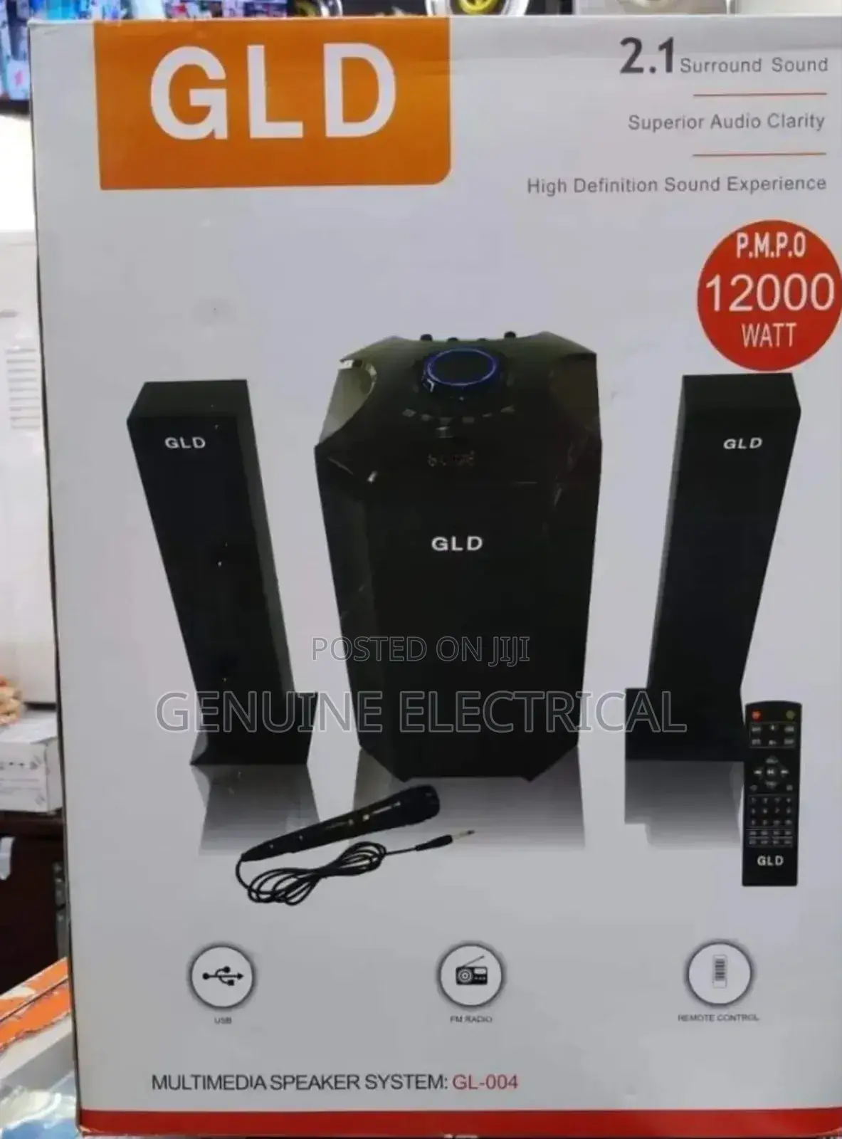 GLD 2.1ch Woofer 12000w Pmpo -Blackremote Bluetooth 12000w