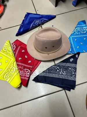 Beige Kids _Cowboy_-Cbc_ Hats With Bandanas Kes 700