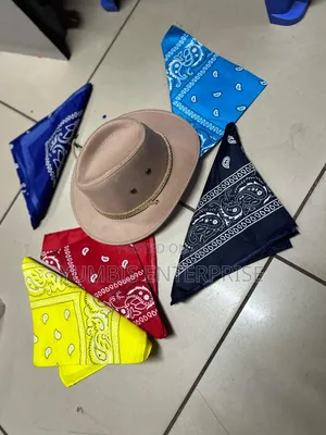 Beige Kids _Cowboy_-Cbc_ Hats With Bandanas Kes 700