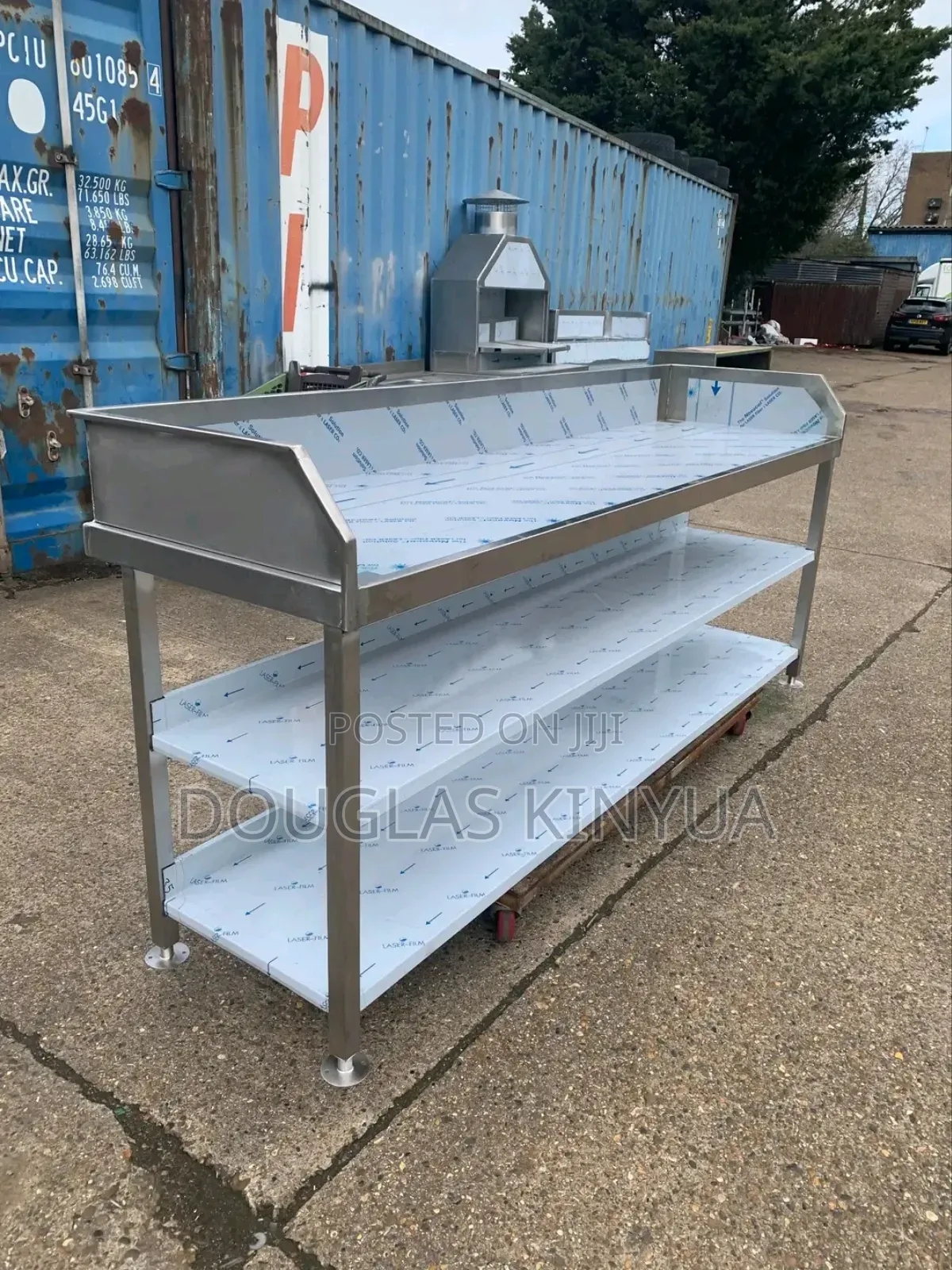 Office Stainless Steel Working Table With Shelf.