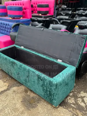 Green Velvet Sofa And Open Storage