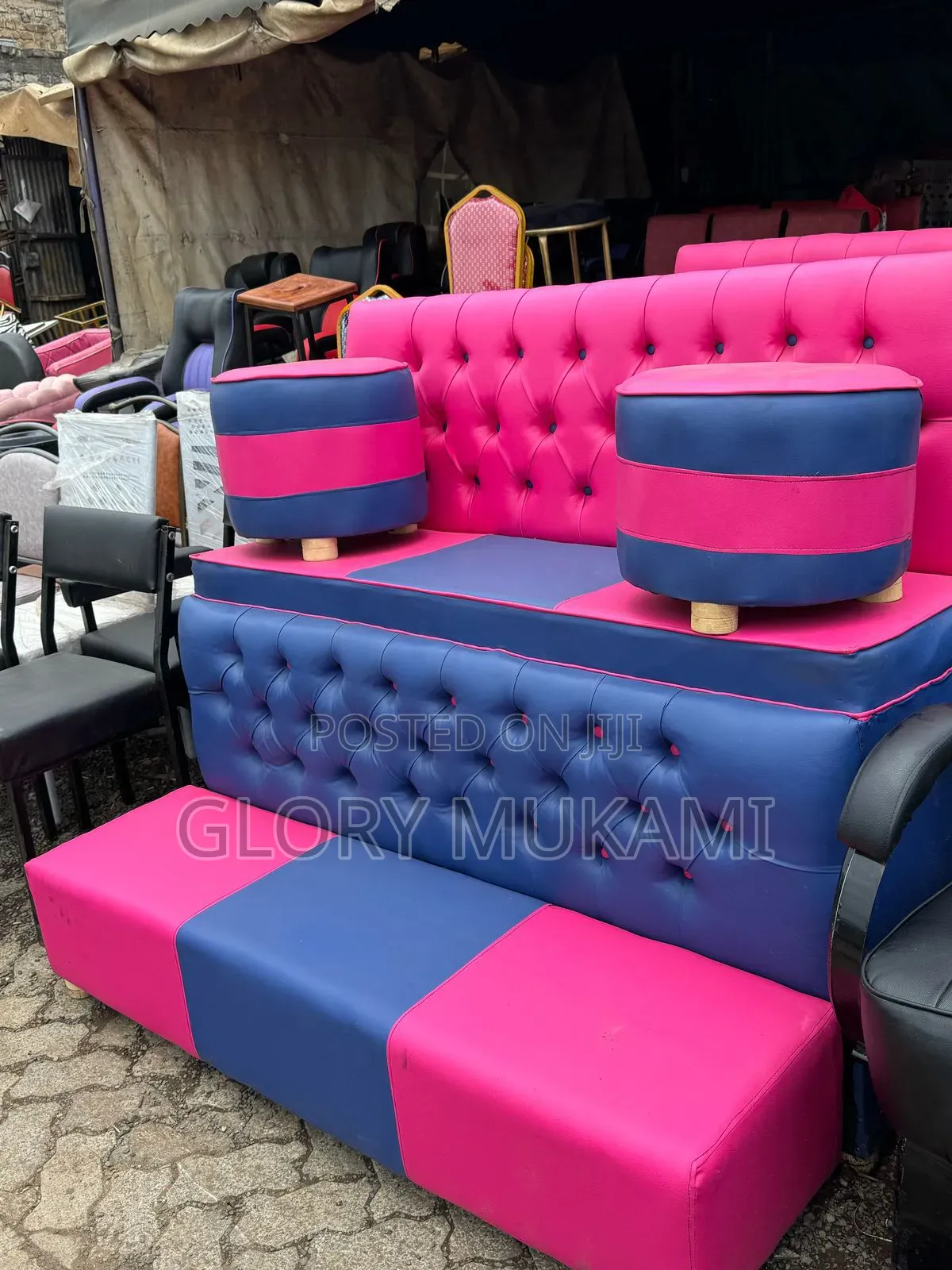 Blue Pink Pedicure Sofa