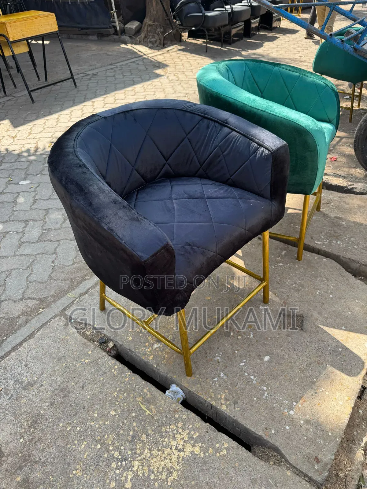 Green Black Salon Styling Chairs