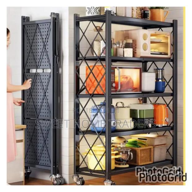 4tier Foldable Kitchen Rack Black - main view