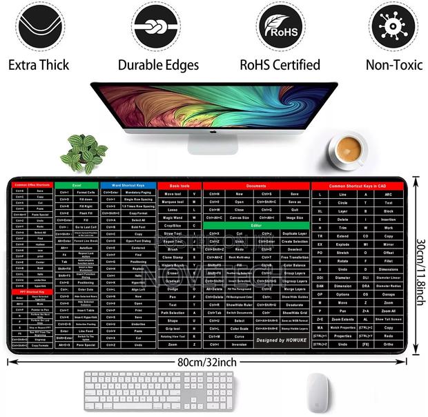 Large Mouse Pad Shortcut Keys Desk Pad Mat Non Slip Mousepad - thumbnail 2