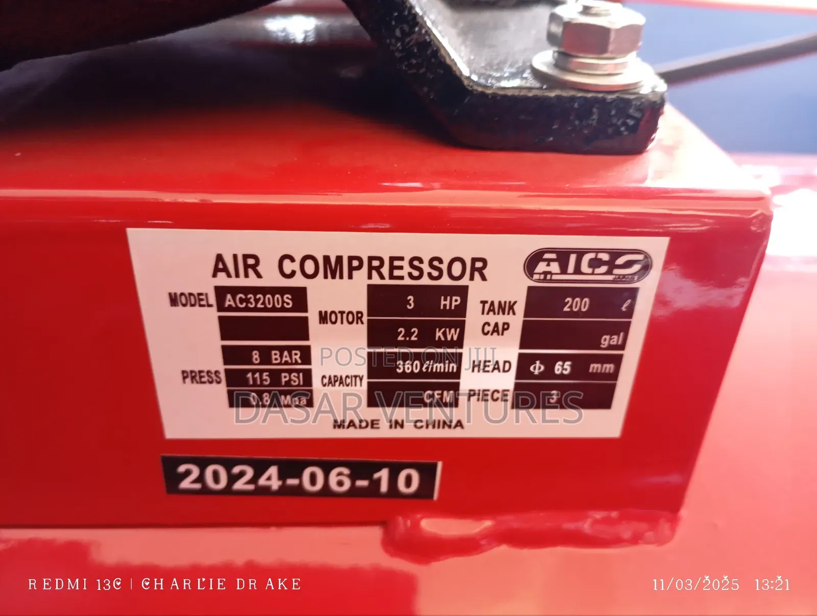 Compressor 300l 3hp 3piston Aico Japan