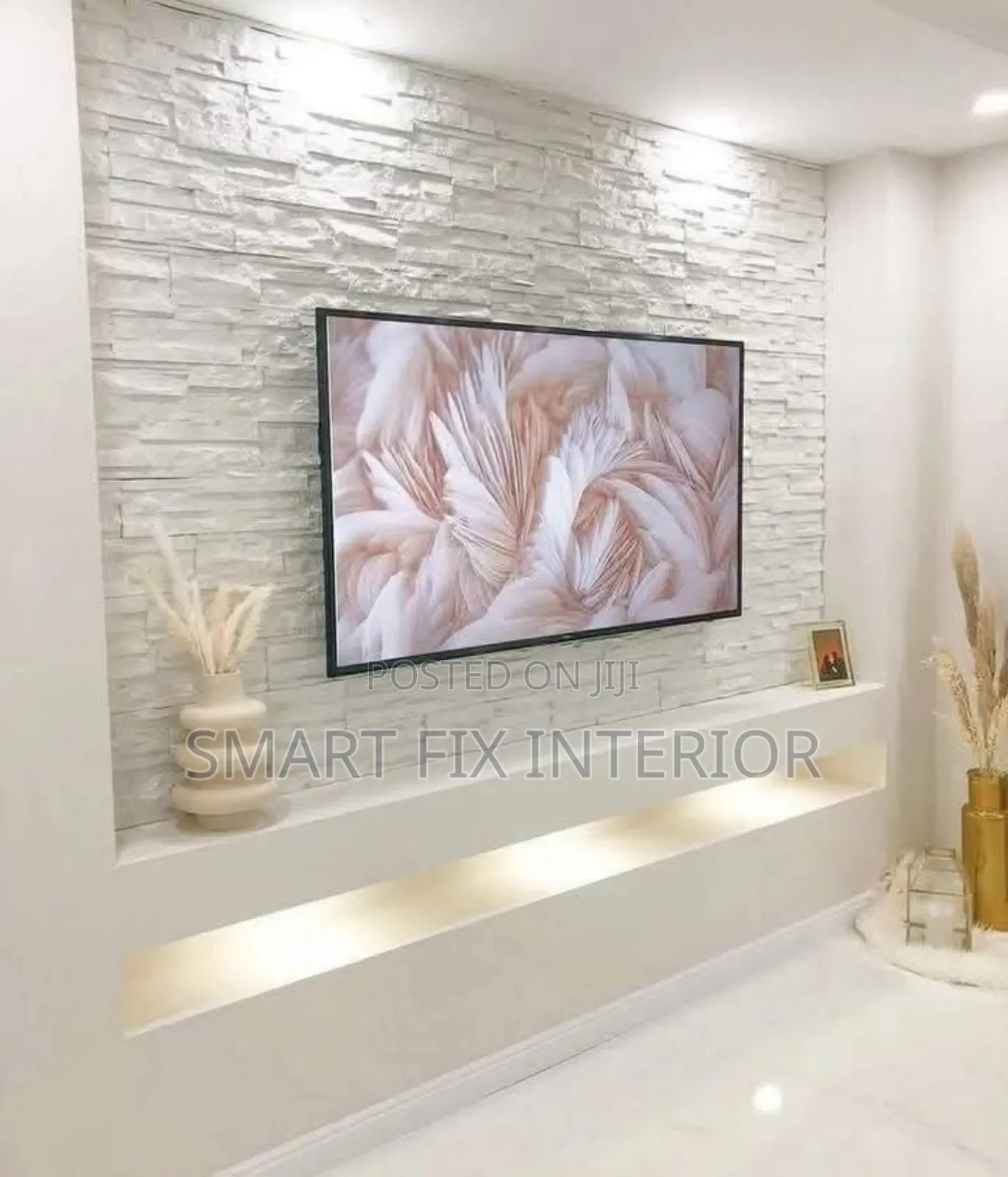 Tv Stand/Fluted Panels/Mable Sheet Design and Installation