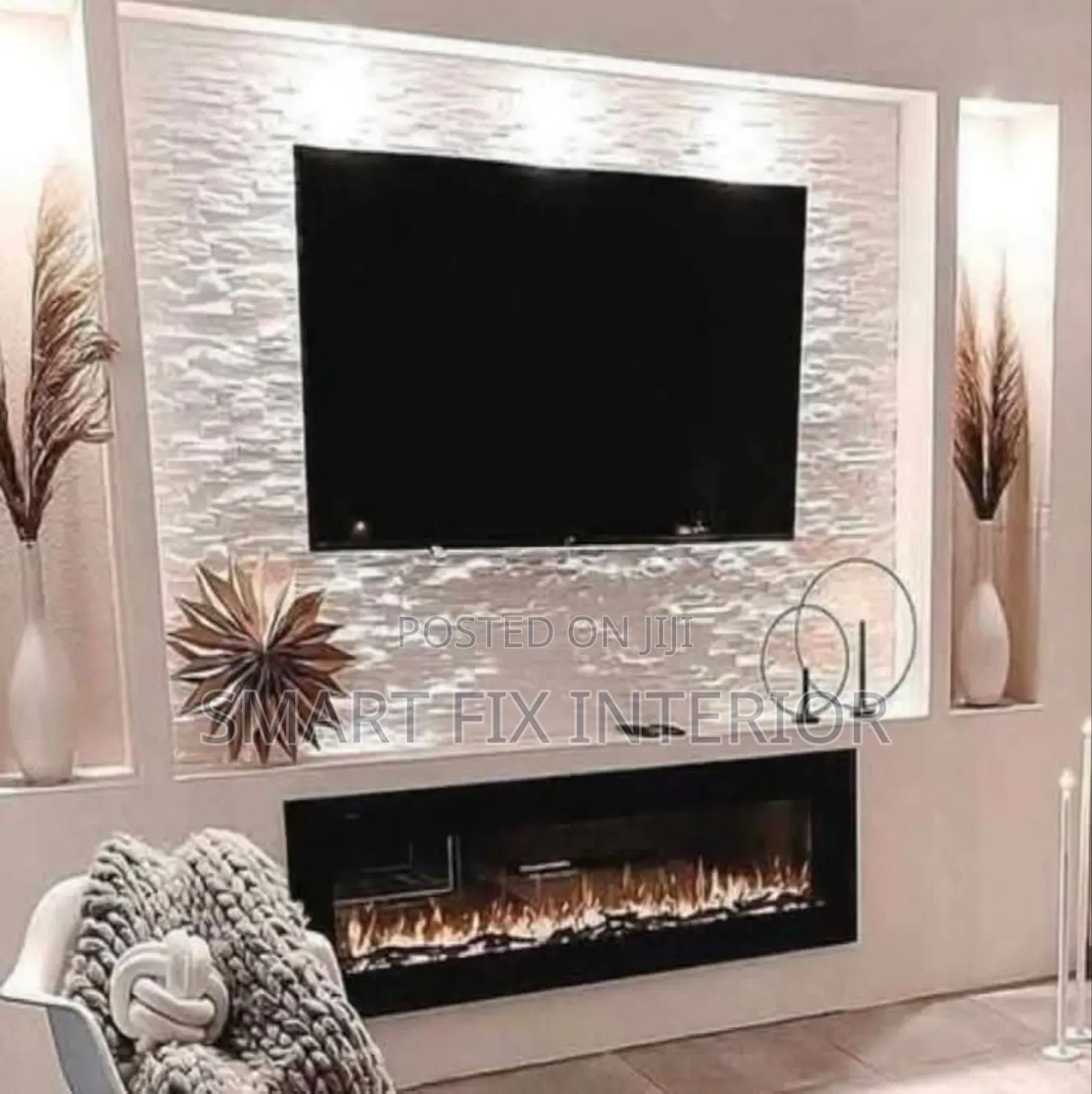 Tv Stand/Fluted Panels/Mable Sheet Design and Installation