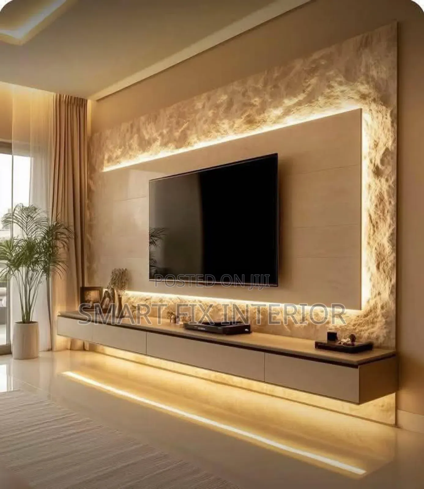 Tv Stand/Fluted Panels/Mable Sheet Design and Installation