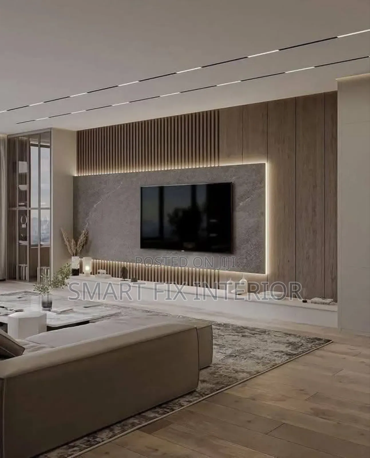 Tv Stand/Fluted Panels/Mable Sheet Design and Installation