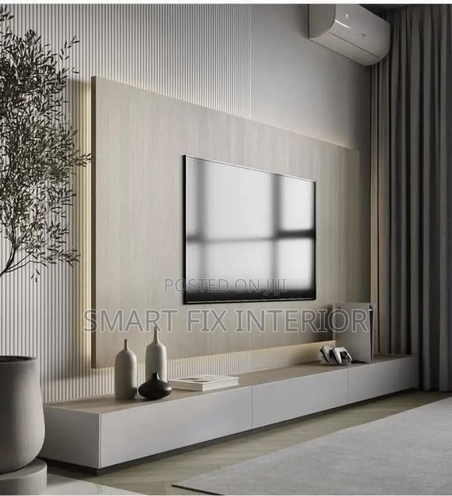 Tv Stand/Fluted Panels/Mable Sheet Design and Installation