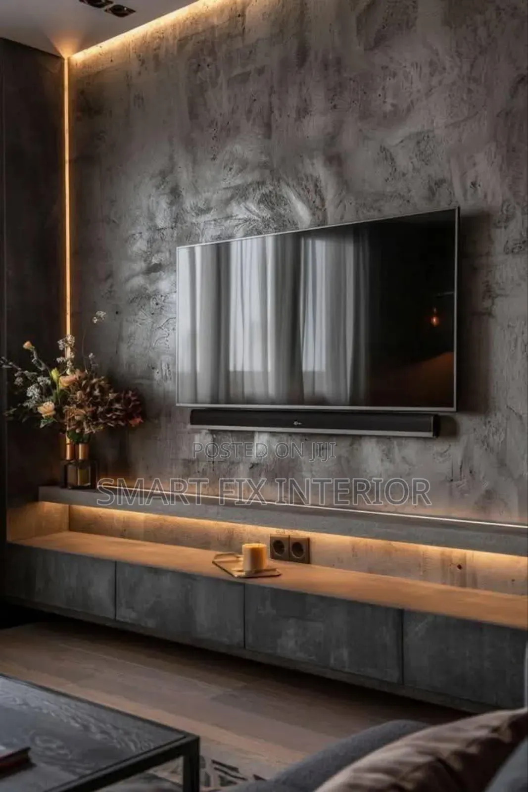 Tv Stand/Fluted Panels/Mable Sheet Design and Installation