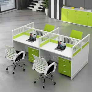 Workstations: 4-Way Modern Workstation With White Table Top
