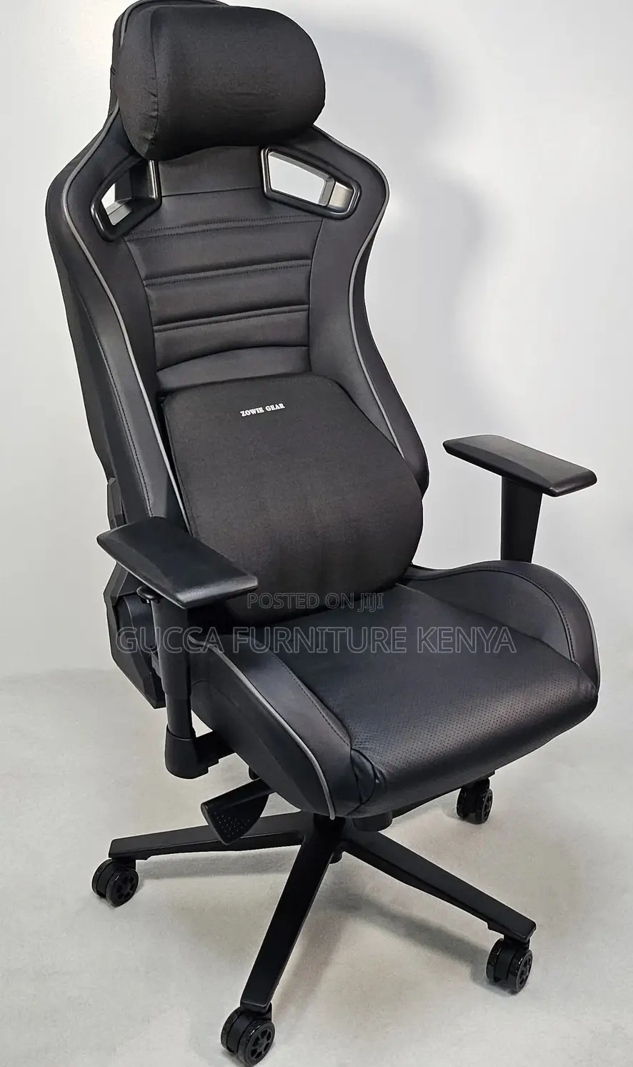 Office Chairs:Reclining Black Leather Executive Gaming Chair