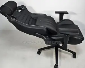 Office Chairs:Reclining Black Leather Executive Gaming Chair
