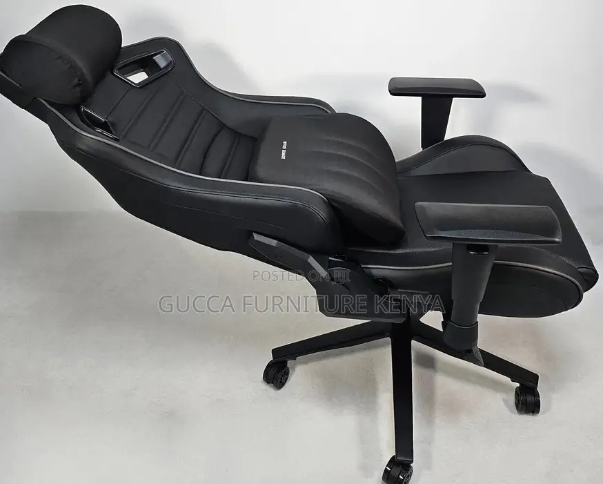 Office Chairs:Reclining Black Leather Executive Gaming Chair