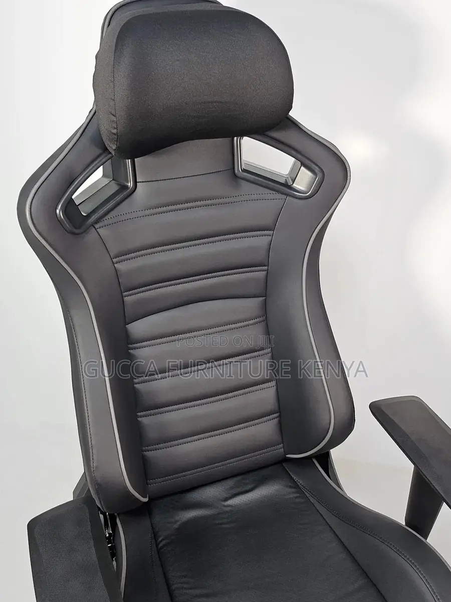 Office Chairs:Reclining Black Leather Executive Gaming Chair