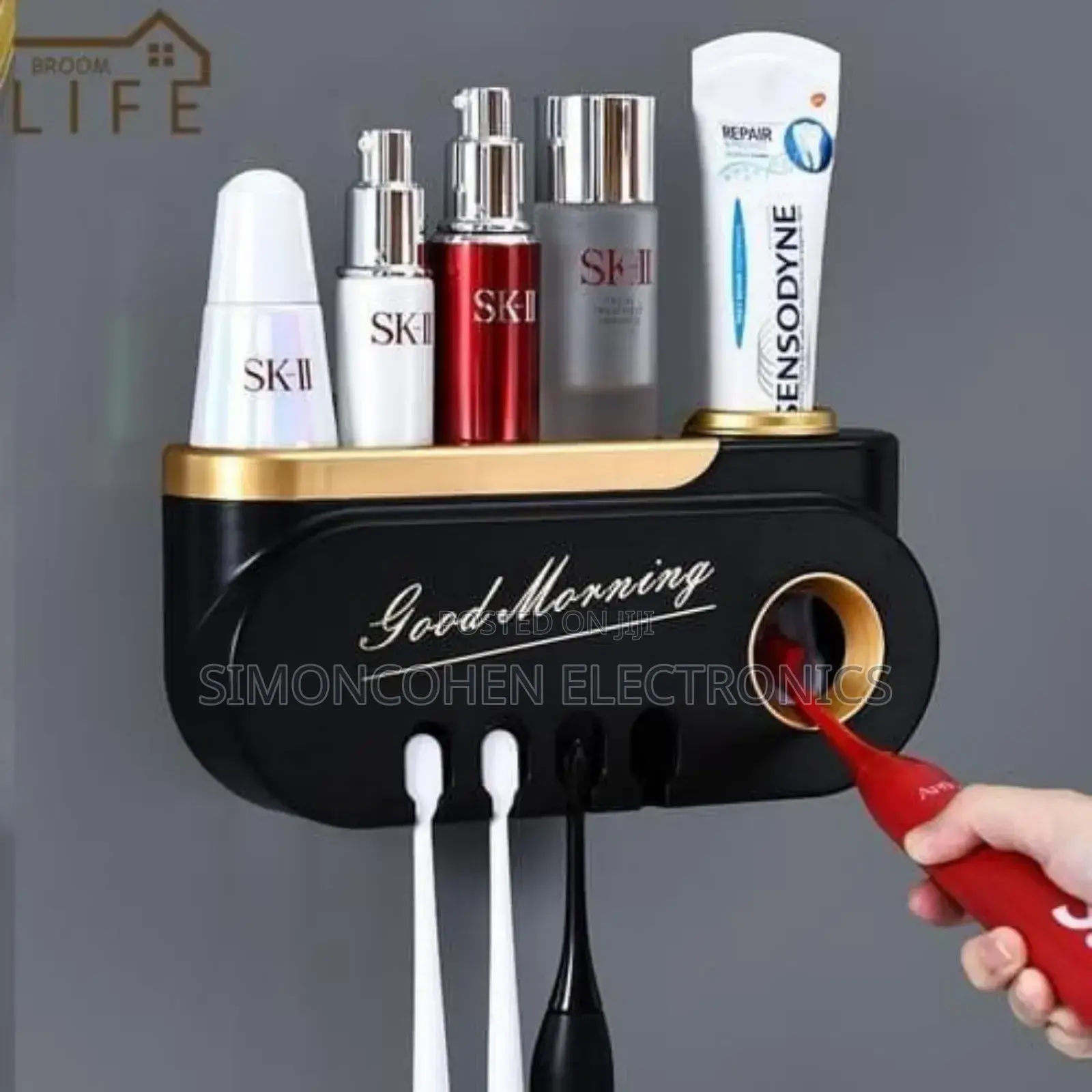 Unique Good Morning Toothpaste and Toothbrush Holder