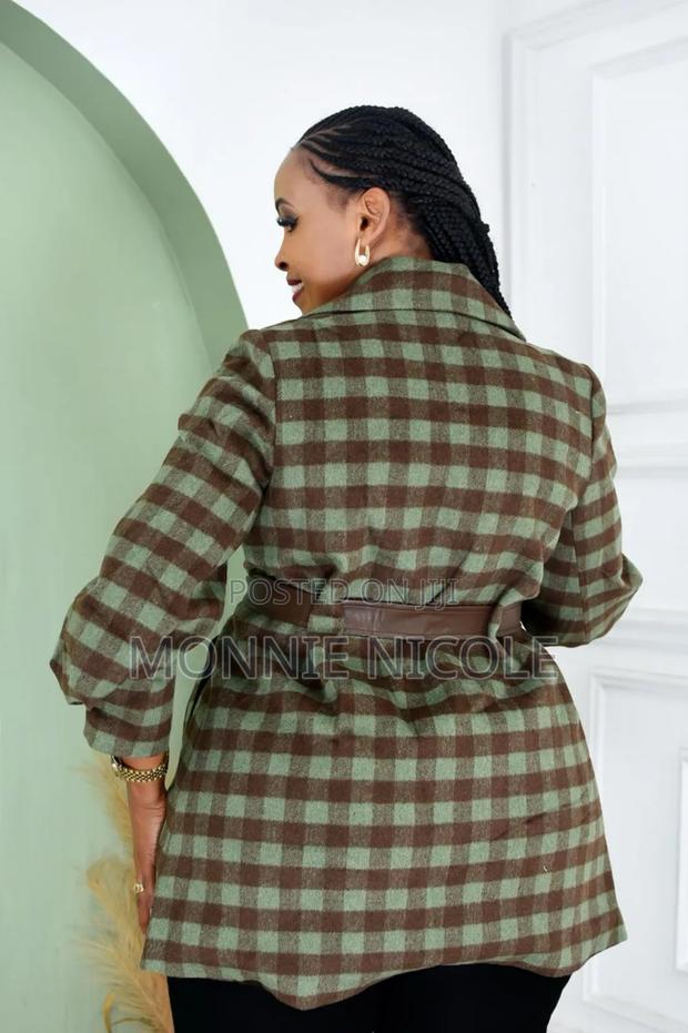 Checked Green Woolen Trenchcoat - thumbnail 3