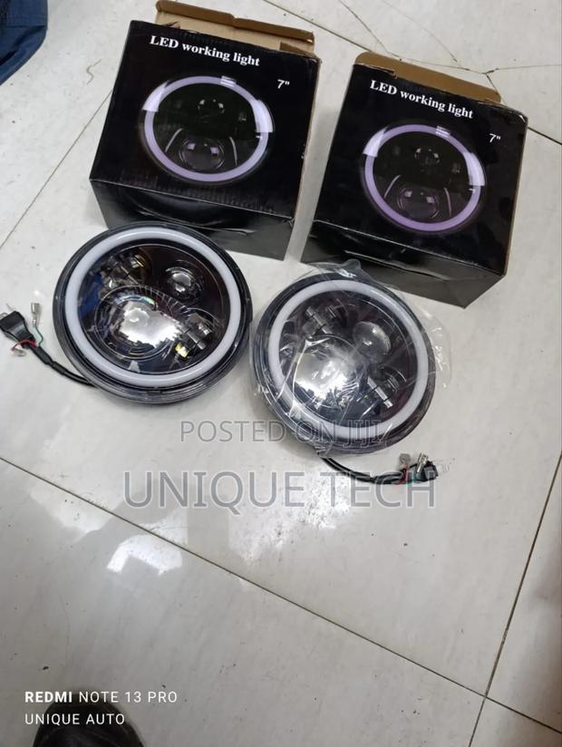 7" Round Led Headlight With Indicator Parking Light