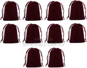 5 Pack Velvet Jewelry Bags With Drawstring Black Pouch