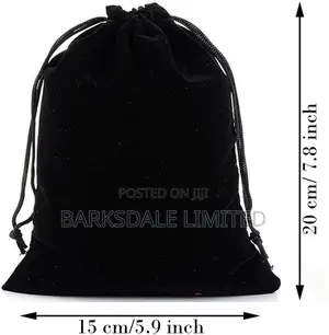 5 Pack Velvet Jewelry Bags With Drawstring Black Pouch