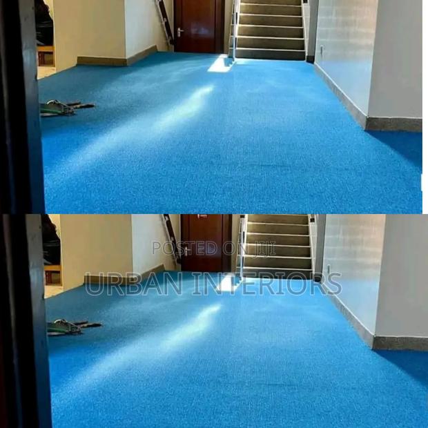 Ocean Blue Wall to Wall Carpets. Locker Room Hallway Carpet - main view