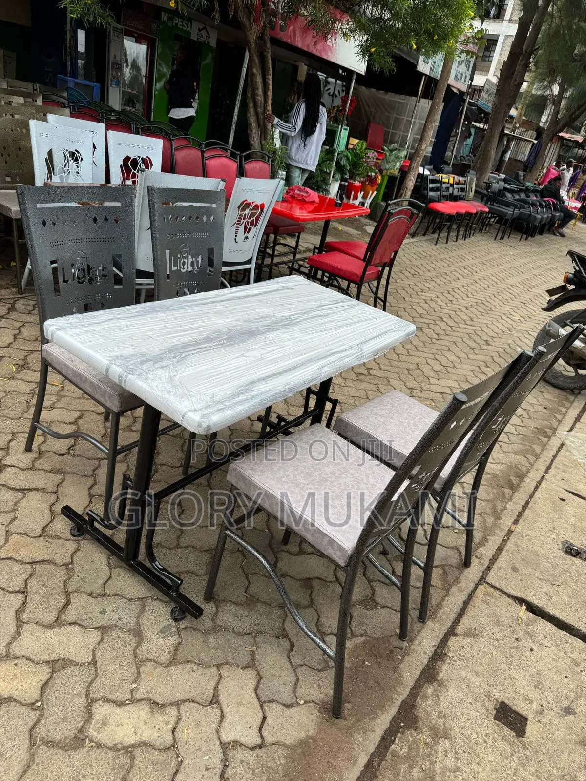 Restaurants And Bar Chairs And Marble White Tabble