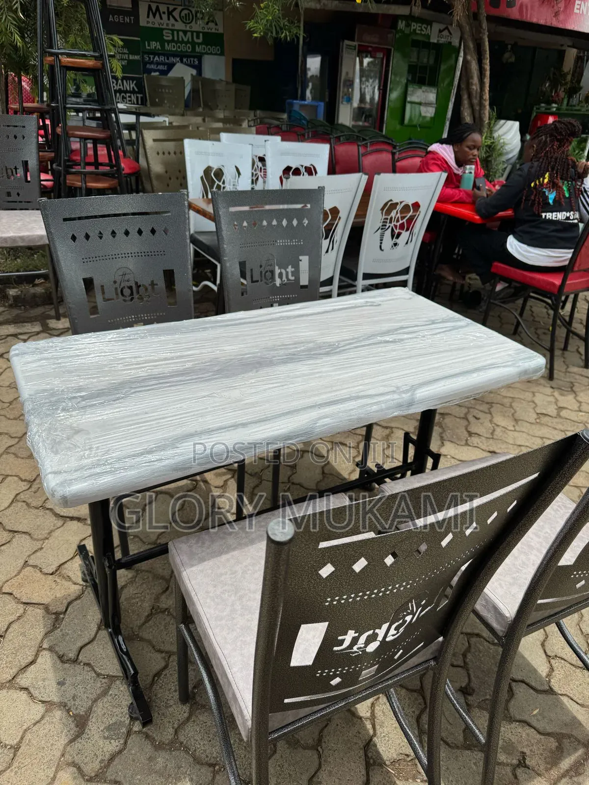 Restaurants And Bar Chairs And Marble White Tabble