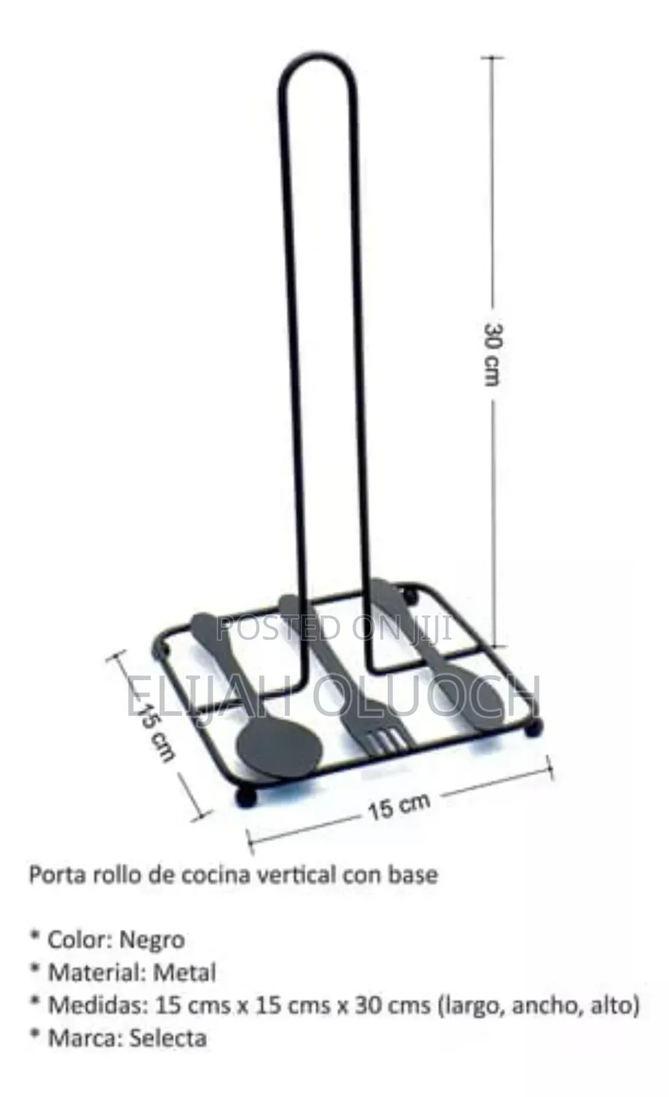 Heavy Steel Black Cutlery Base Kitchen Towel Holder