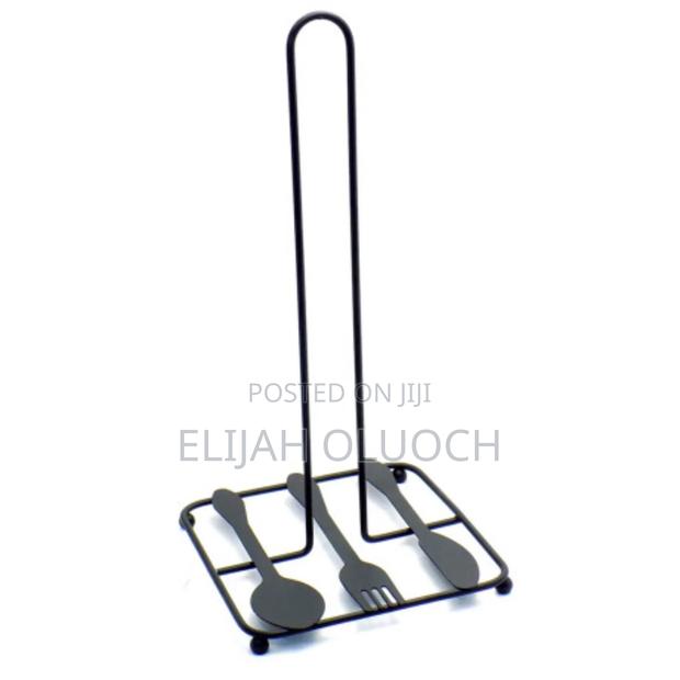 Heavy Steel Black Cutlery Base Kitchen Towel Holder - thumbnail 3