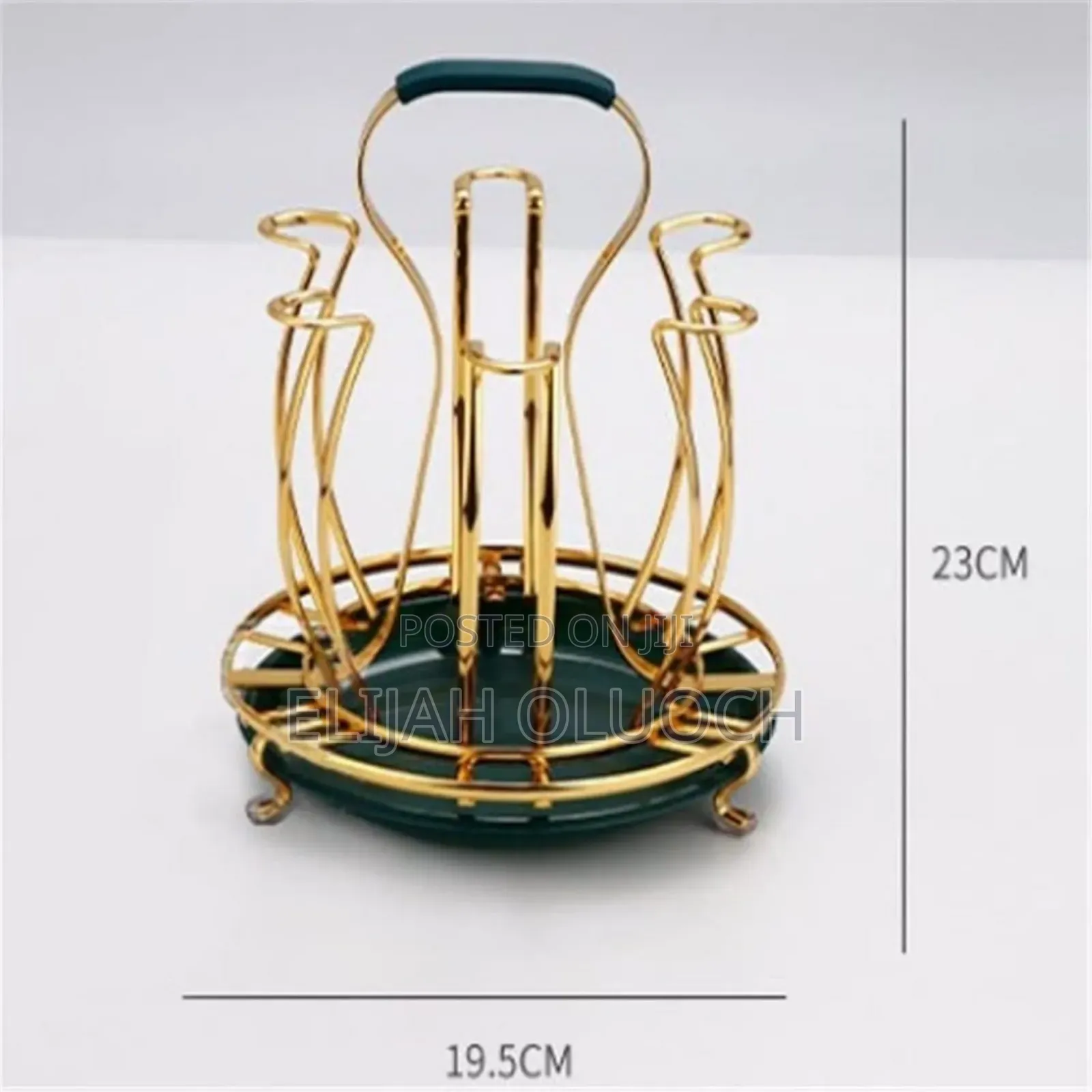 Rotating Golden Rack 6pc Tumbler Holder Plus Drain Tray