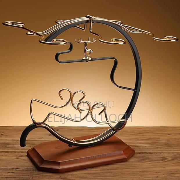 Golden Deer Wine Set Rack - 1 Bottle Slot,6 Wine Glass Slots - thumbnail 3