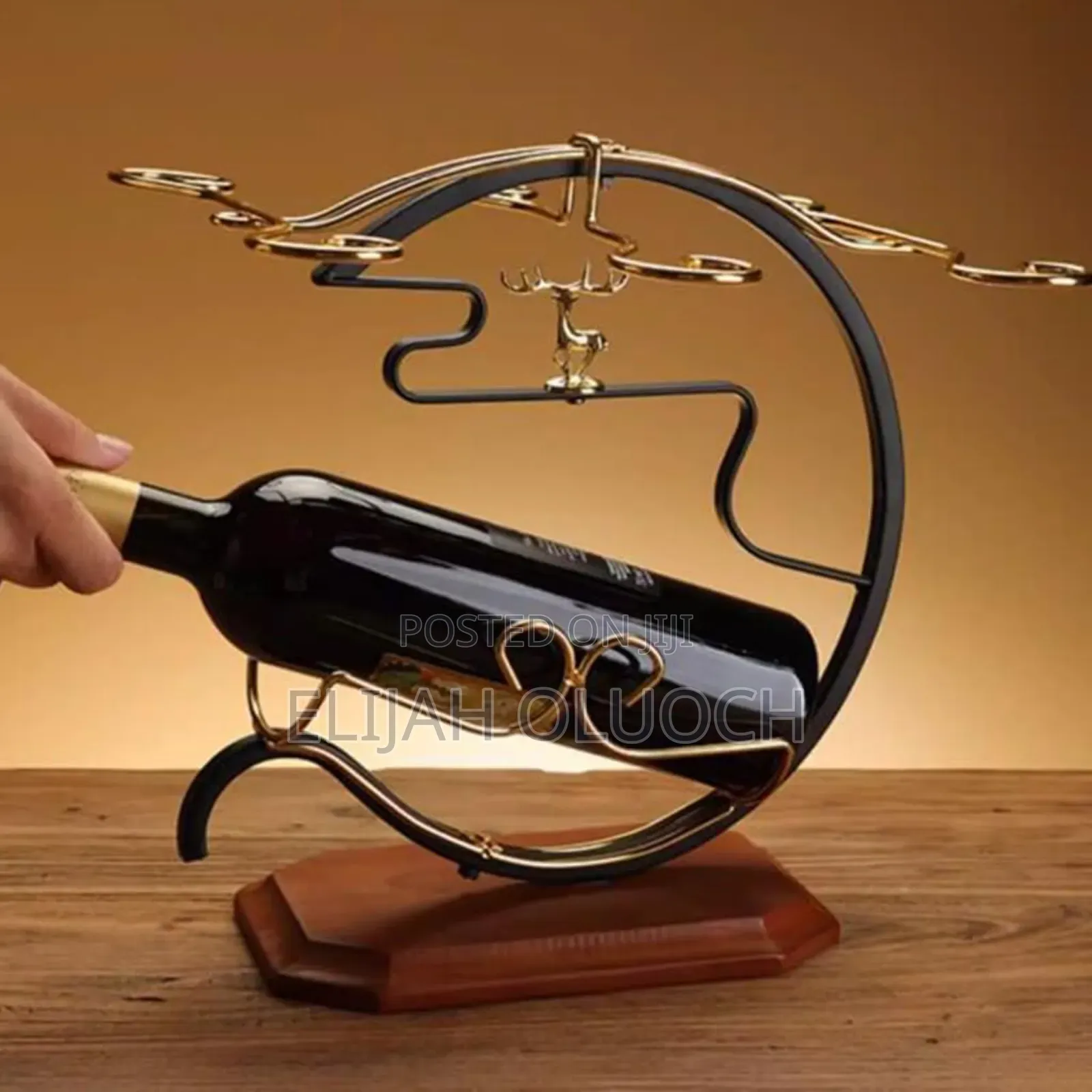 Golden Deer Wine Set Rack - 1 Bottle Slot,6 Wine Glass Slots