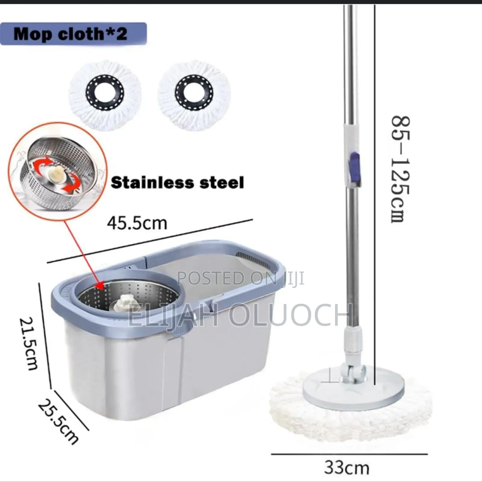 Fashion Rotary Mop 17l Bucket, 112cm Mop, 2 Rags